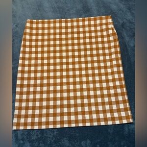 Ann Taylor Factory Pencil Skirt Sz XL. Burnt Orange Gingham